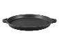 Zwarte ronde gietijzeren grillpan met twee handvatten