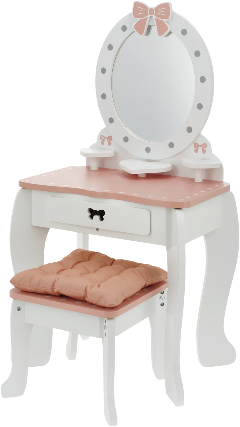 LUPILU Houten speelgoed make-up tafel, kaptafel, met krukje en kussen