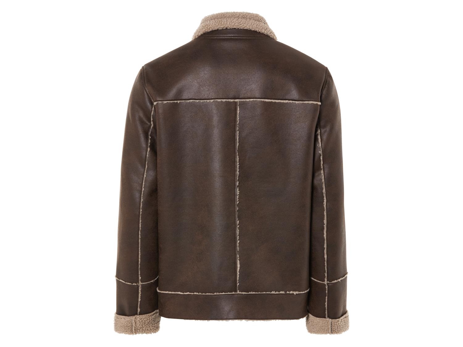 Leatherick heren bikerjack van echt leer, used look, lichtbruin