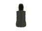 Donkergroen gewatteerd bodywarmer met capuchon en ritssluiting.