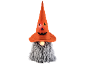 Halloween kabouter met oranje pompoenhoed en lichtgevende baard.