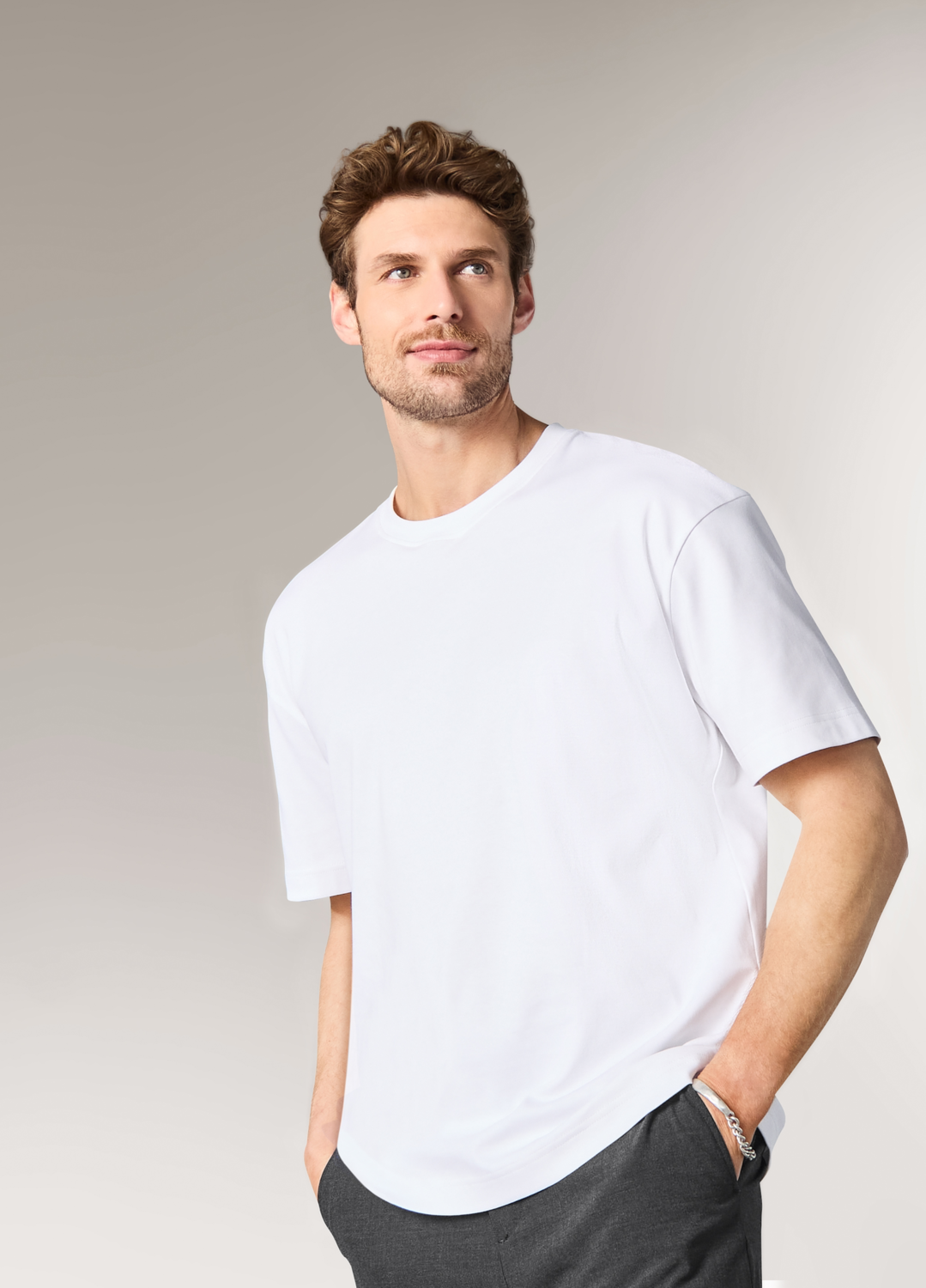 ESMARA MEN Heren oversized T-shirt (Wit, S)