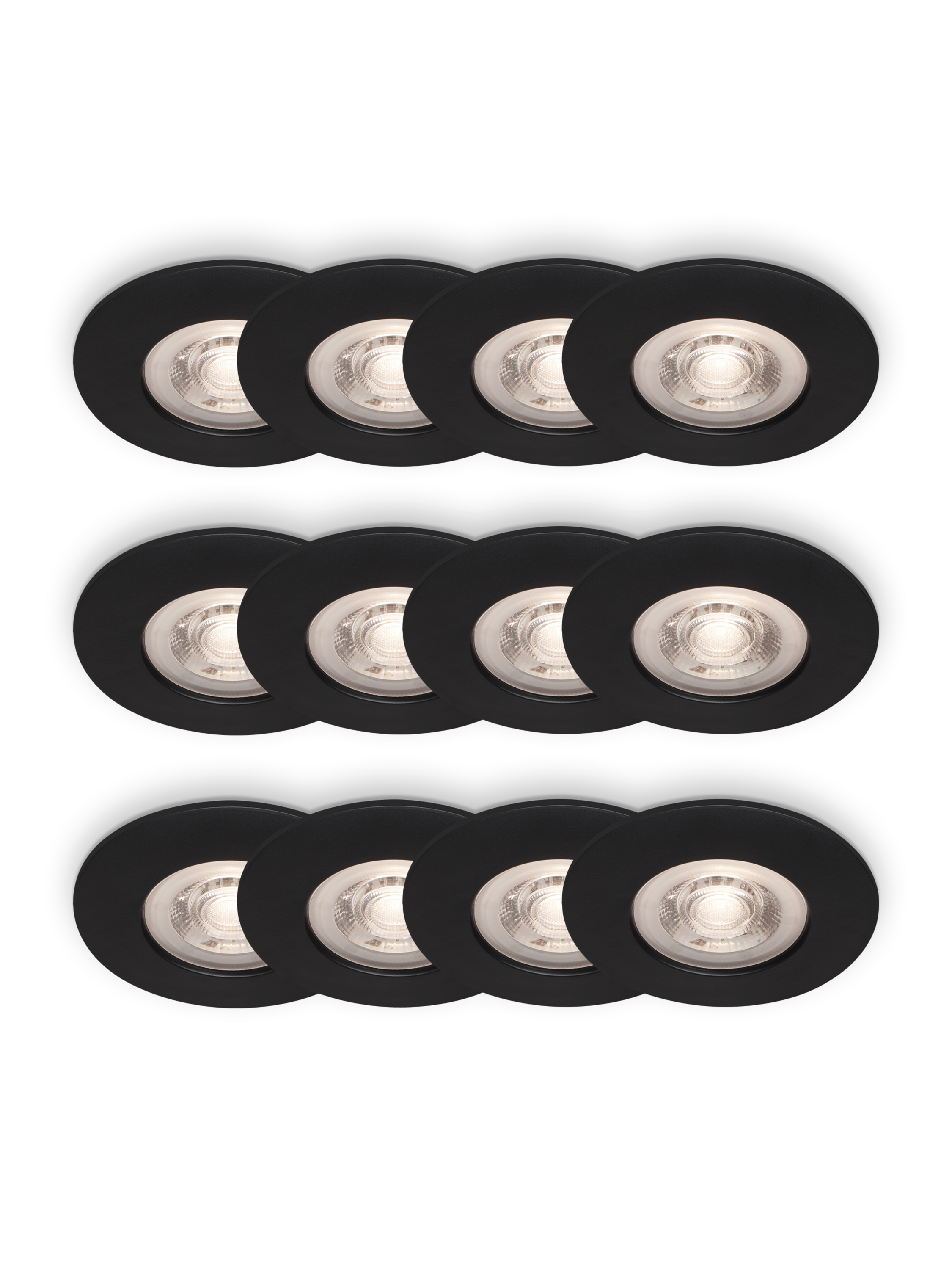 BRILONER LED-inbouwspots (Set van 12 stuks, Zwart)