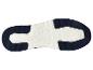 Zool van een sportschoen met een wit en donkerblauw patroon
