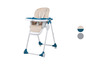 Een blauwe Babycomfort kinderstoel met wielen.