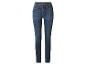 Blauwe, strakke jeans met gele stiksels