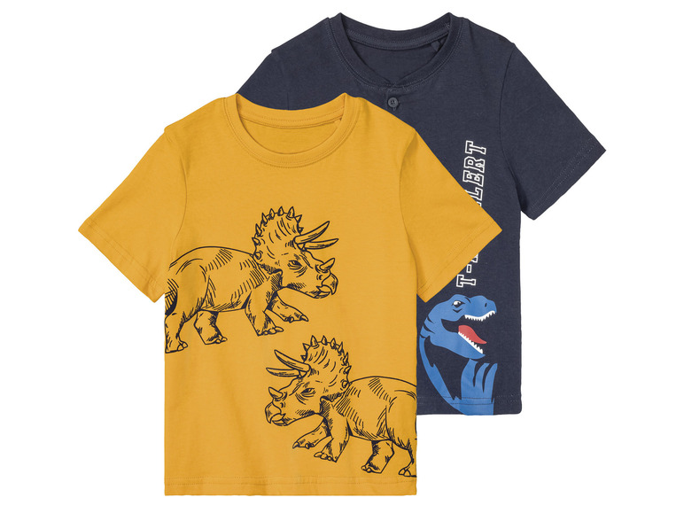 lupilu 2 jongens t-shirts (98/104, Donkerblauw/geel)