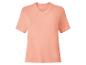 Eenvoudig perzikkleurig V-hals T-shirt voor dames.