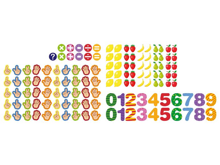 Kleurrijke cijfers, fruit en handen om te leren tellen.