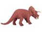 Een rood plastic speelgoed Triceratops dinosaurus