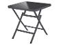 Antracietkleurige opvouwbare bistrotafel met vierkant blad.