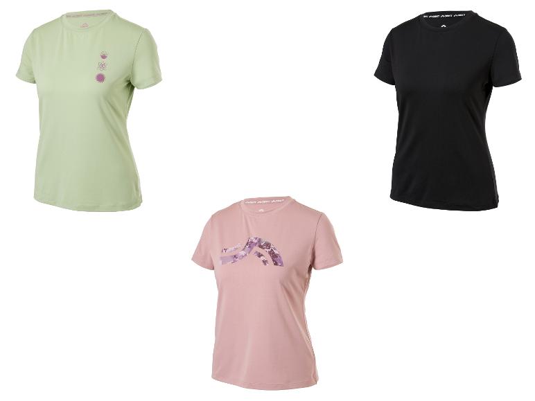 Drie Crivit dames T-shirts in groen, zwart en roze.