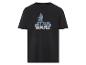 Een zwart T-shirt met een Star Wars print.