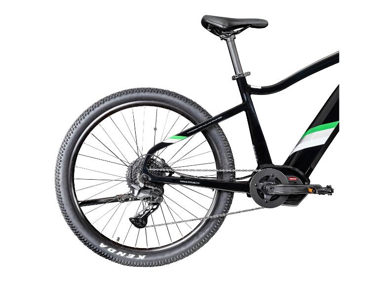 Zwarte Zündapp elektrische fiets met Kenda banden en groene details.
