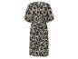 Midi jurk met abstracte print en riem.