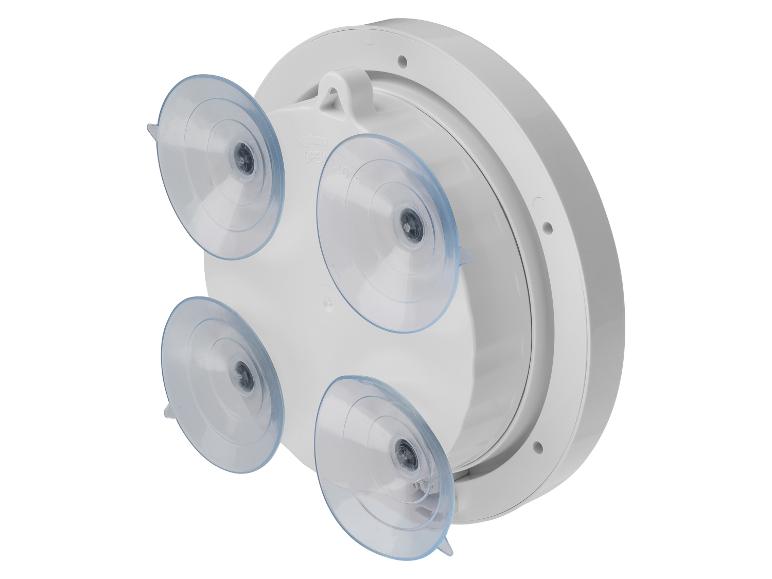 Witte spiegelhouder met vier zuignappen.