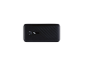 Zwarte powerbank met diagonaal streepjespatroon en LED-indicatoren.