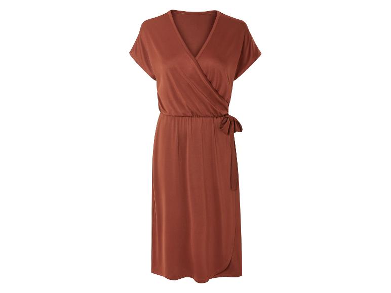 Bruine wikkeljurk, midi-lengte.