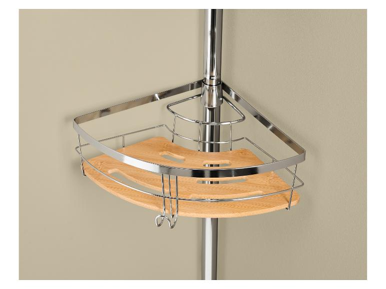 Bamboe en chromen hoekdoucheplank