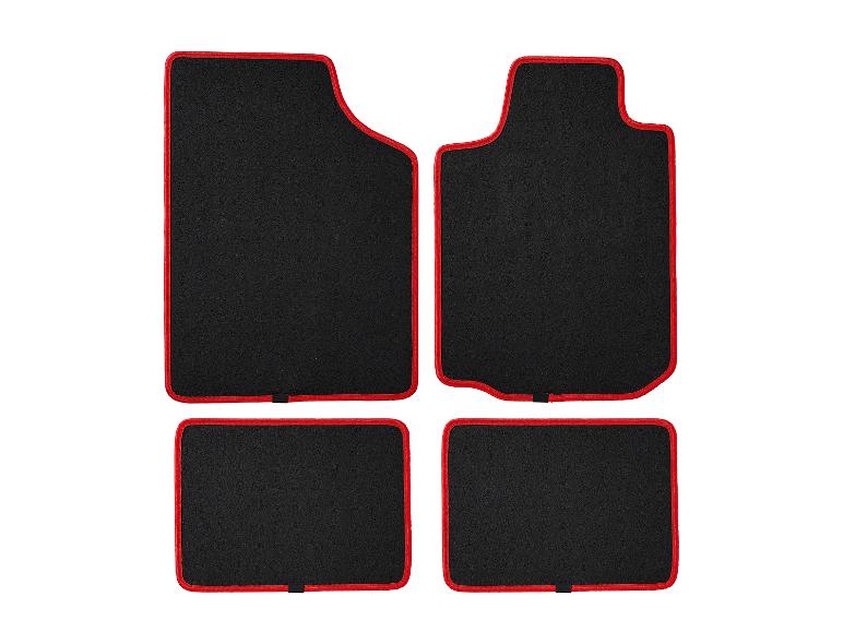 Zwarte automatten met rode rand.