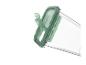Transparante plastic container met groen deksel en open sluiting