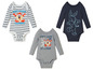 Drie baby-onesies met Looney Tunes-personages, waaronder Bugs Bunny en Tweety.
