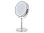 Ronde chromen make-upspiegel met LED-verlichting en stabiele voet