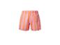 Zwemshorts met roze en oranje strepen.