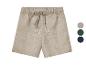 Beige linnen shorts met trekkoord, verkrijgbaar in diverse kleuren.