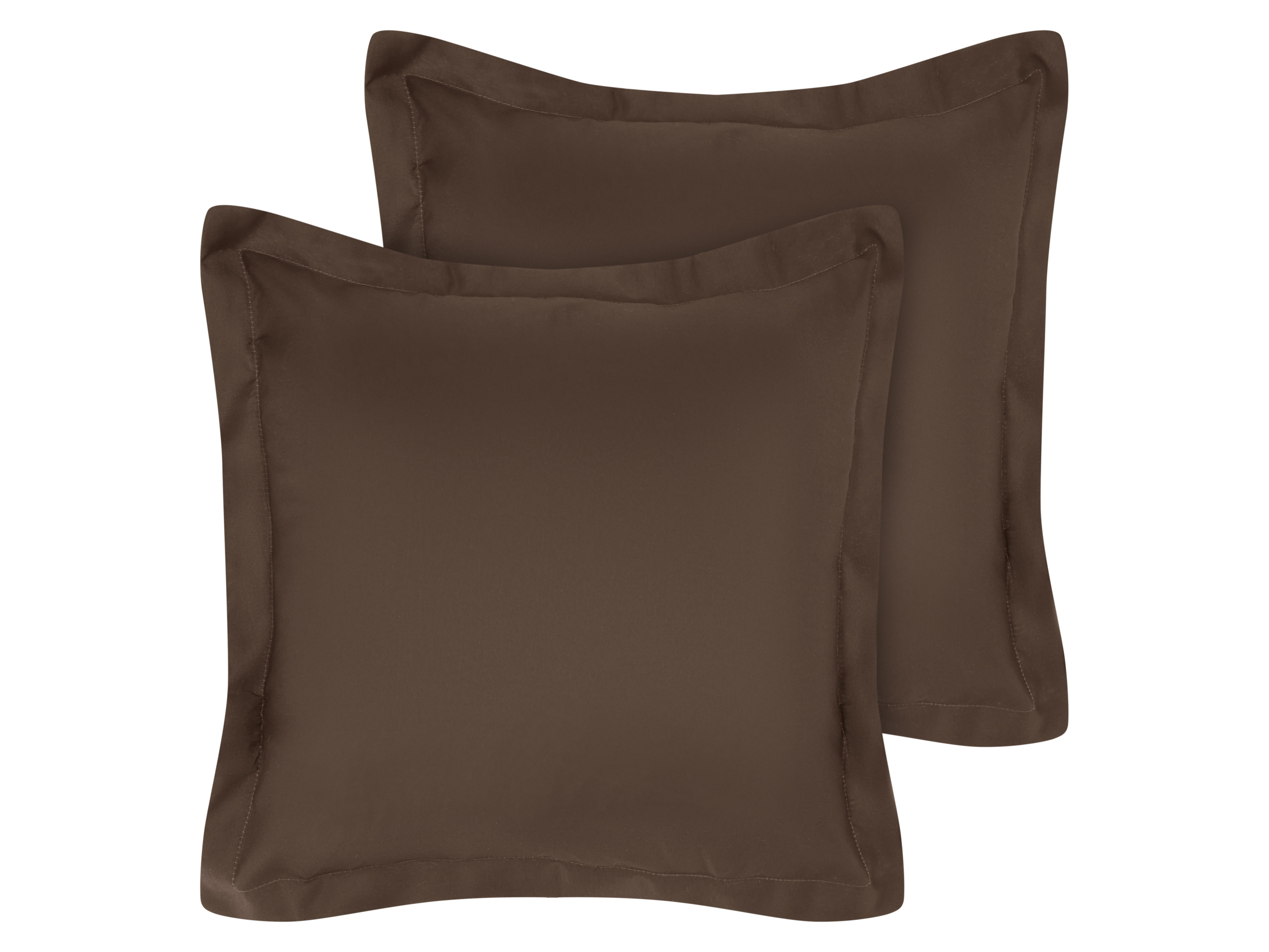 LIVARNO Set van 2 polyester satijn kussenslopen, 60 x 50 cm (Bruin)