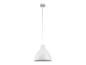 Witte koepelvormige hanglamp met wit snoer en plafondkap