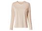 Lichtbeige damesshirt met lange mouwen en V-hals