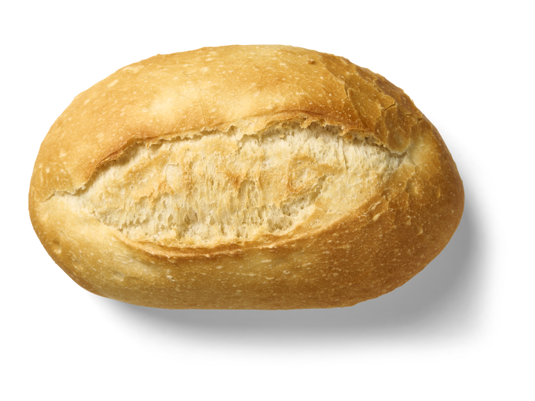 Vers gebakken wit broodje met een knapperige korst.