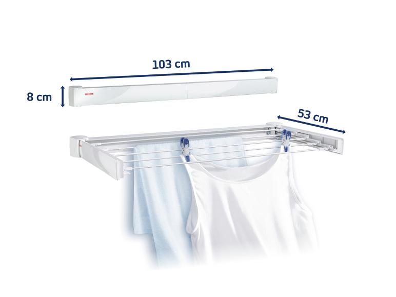 Wanddroogrek met afmetingen van 103 cm lang en 53 cm breed.