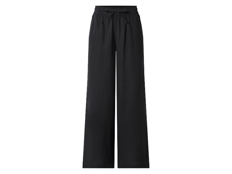 Zwarte wijde broek met elastische tailleband met trekkoord