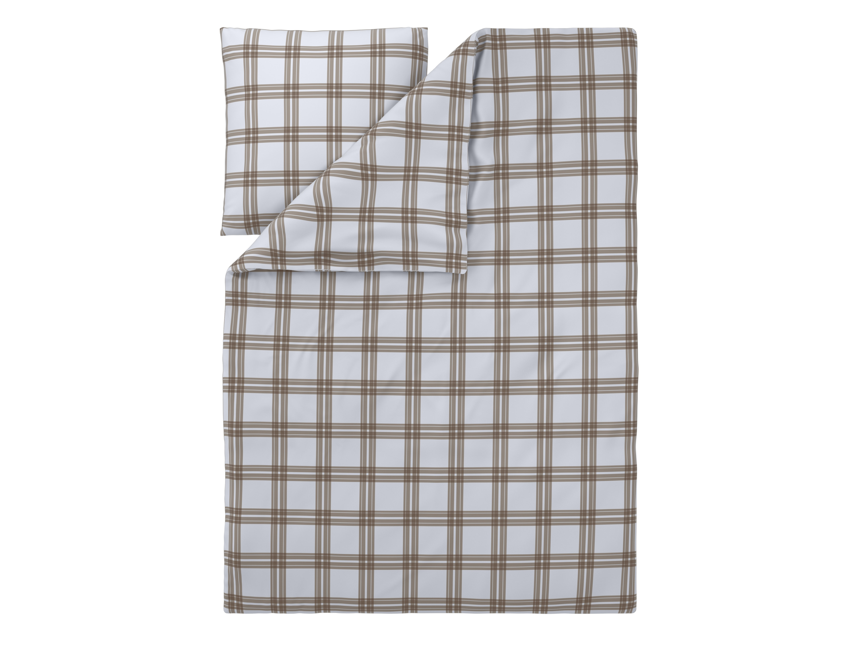 LIVARNO Dekbedovertrek 140 x 200 cm (Ruiten/beige) afbeelding