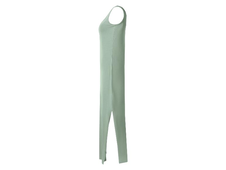 Lange mintgroene mouwloze maxi-jurk met zijsplitten