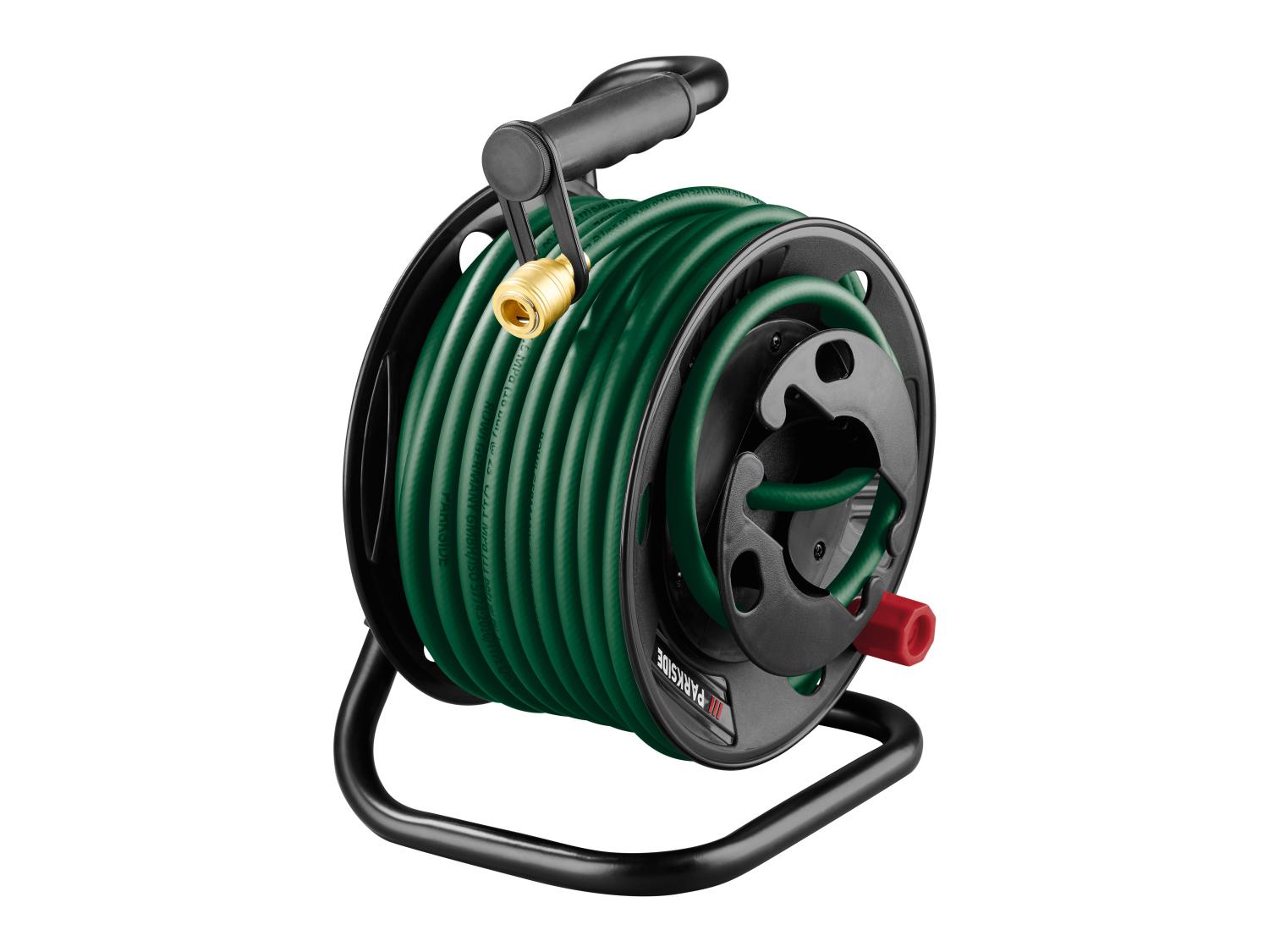 Güde Automatische slanghaspel 30-2-2 1/2 (180° draaibaar, voor wandmontage, 30 m slang, waterspuit, wandhouder, automatische invoerbeveiliging, invoerstop, draaggreep, 2 snelkoppelingen