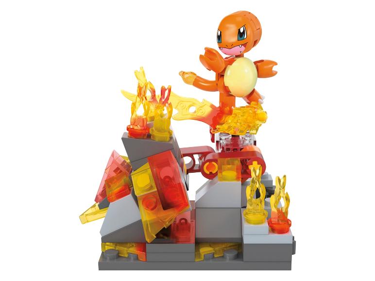 Charmander van Pokémon blokken op een achtergrond van vuur.