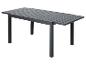 Donkergrijze uitschuifbare tuintafel met lattenblad.
