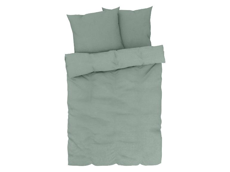 Grijsgroene bedset: dekbedovertrek, kussenslopen.