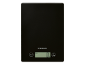 Zwarte keukenweegschaal met digitaal display dat '0 g' toont en knoppen 'Unit' en 'Tare'.