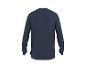 Donkerblauw shirt met lange mouwen op een witte achtergrond, achteraanzicht.