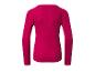 Fuchsia shirt met lange mouwen en raglanmouwen, achterkant.