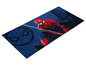Een blauwe vloerkleed met Spiderman erop