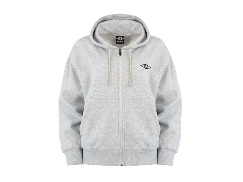 Lichtgrijze hoodie met rits en Umbro-logo op de borst