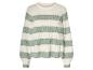 Gemengd gebreide trui met crème en mintgroene strepen.