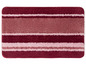 Een rood-roze badmat met strepen.
