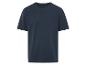 Donkerblauw t-shirt met korte mouwen.