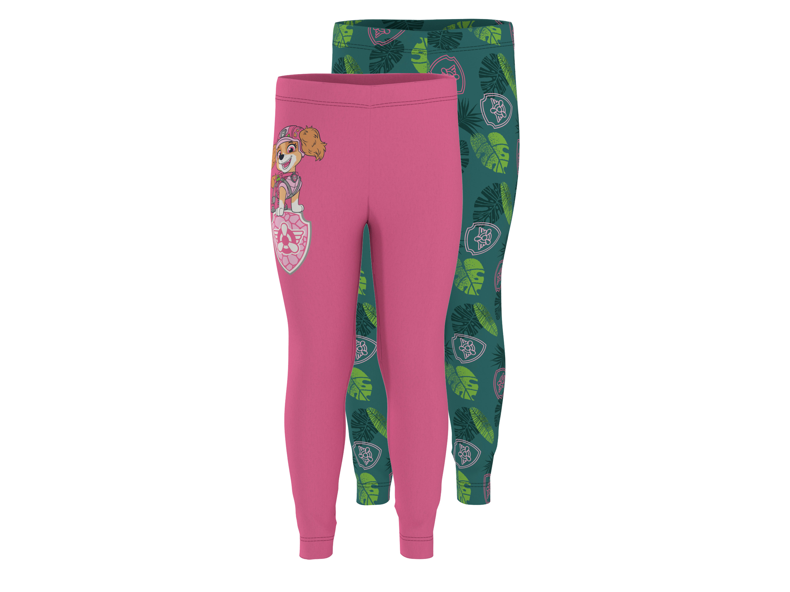 LUPILU Set van 2 kinder leggings Paw Patrol (Roze/Groen, 110/116)